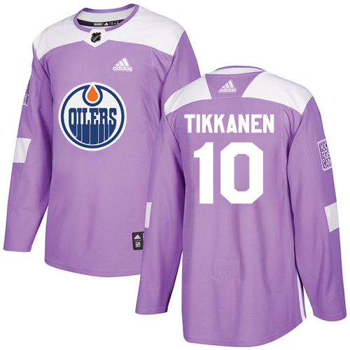 Adidas Oilers #10 Esa Tikkanen Purple Authentic Fights Cancer Stitched NHL Jersey